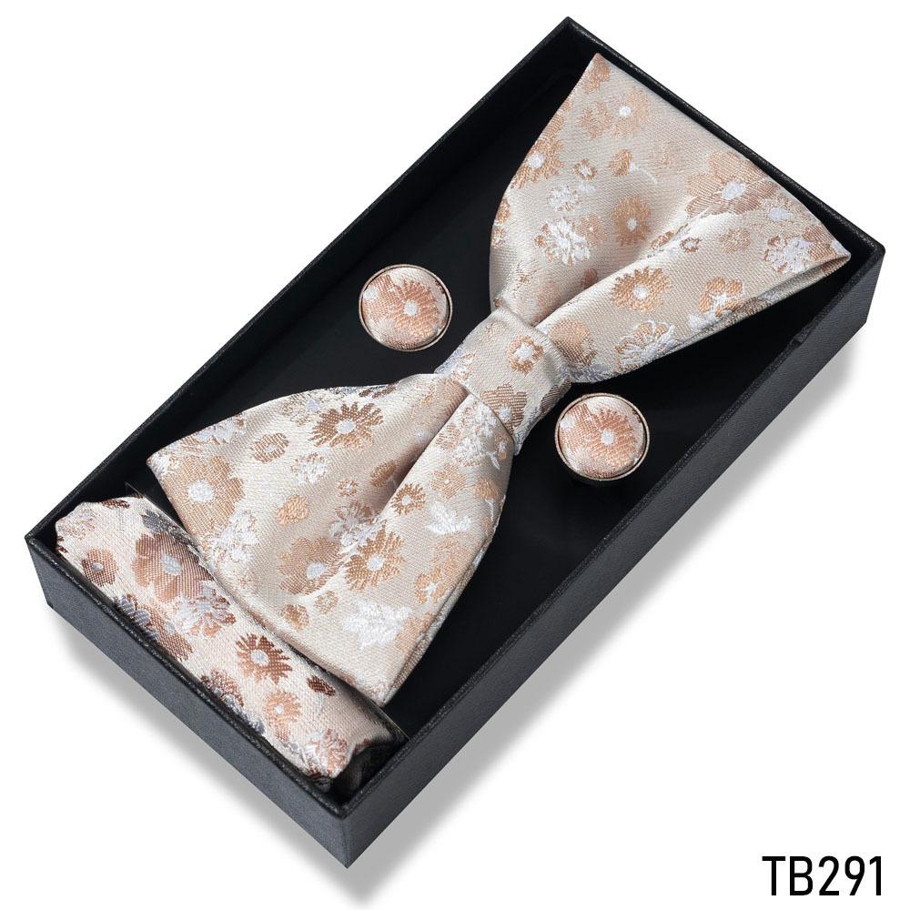 Classic Bowtie Bow Ties for Mens Butterfly Bowknot Pocket Square Cufflinks Suit Set Bussiness Accessories