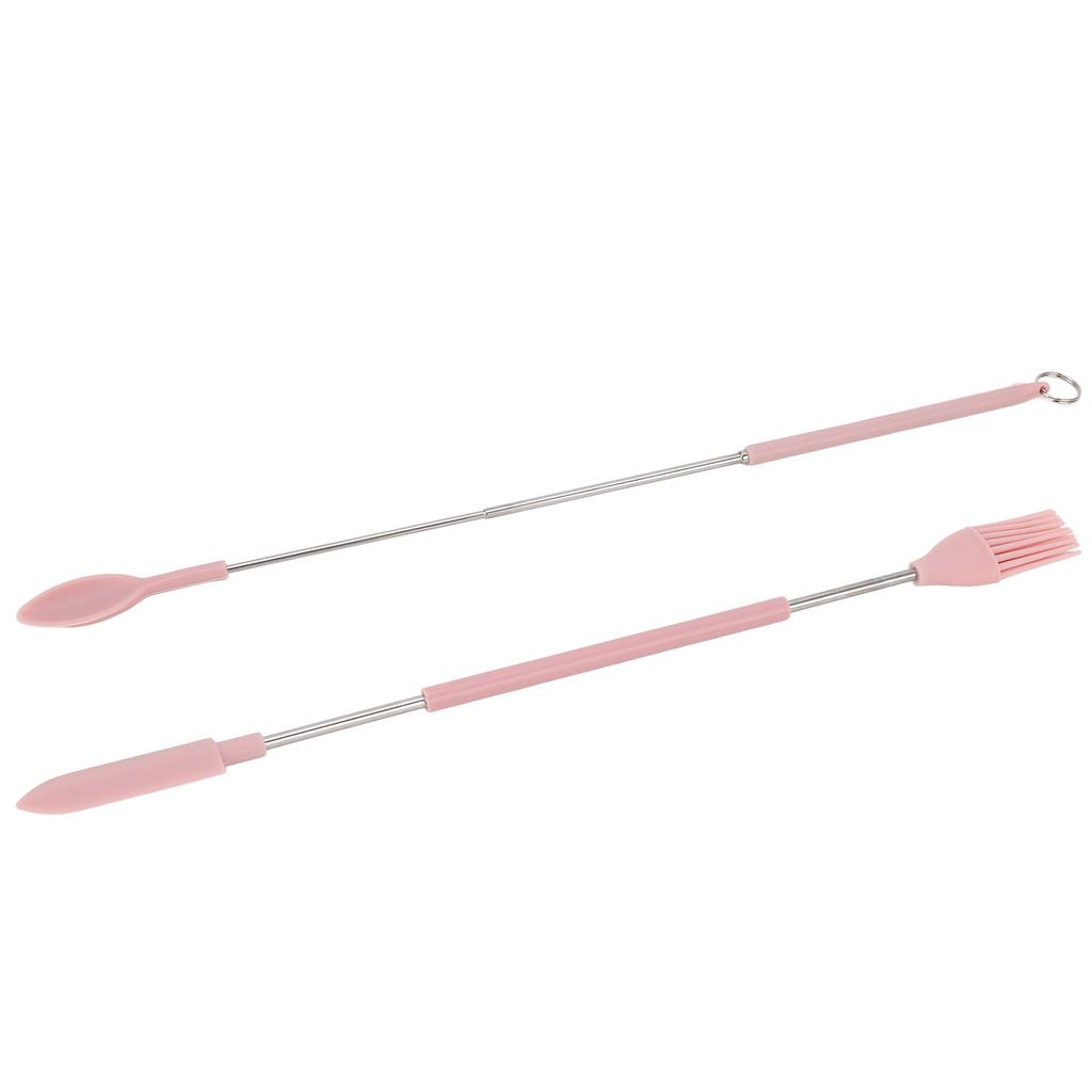Telescopic Silicone Spatula Pink Reusable Jar Scraper Retractable Mini Makeup Spatula Spoon Set for Cosmetics