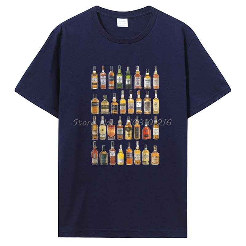 Single Malt Whisky T-Shirt Whiskyflaschen Vatertagsgeschenk Tops Kleidung Baumwolle T-Shirts Geschenkidee T-Shirt Herrenbekleidung