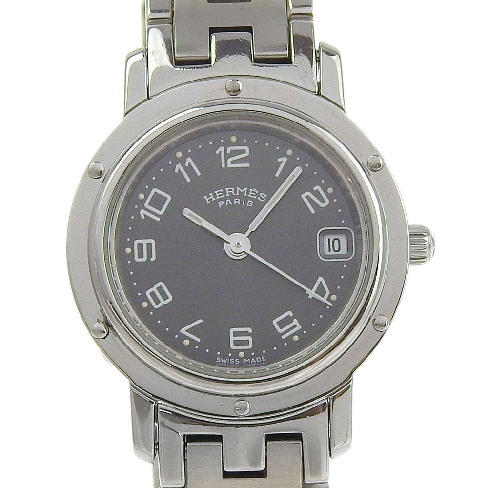 HERMES Clipper Watches CL4.210 grayDial Stainless Steel Quartz Analog display Women Used