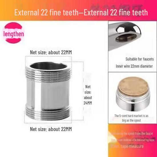 Wasserhahn-Auslass-Wasserreiniger-Adapter mit M22 Fein-/Grobgewinde-Bubbler