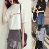 Fashion Women Girl Korean Summer Heart Print Casual T-shirt With Short Sleeves