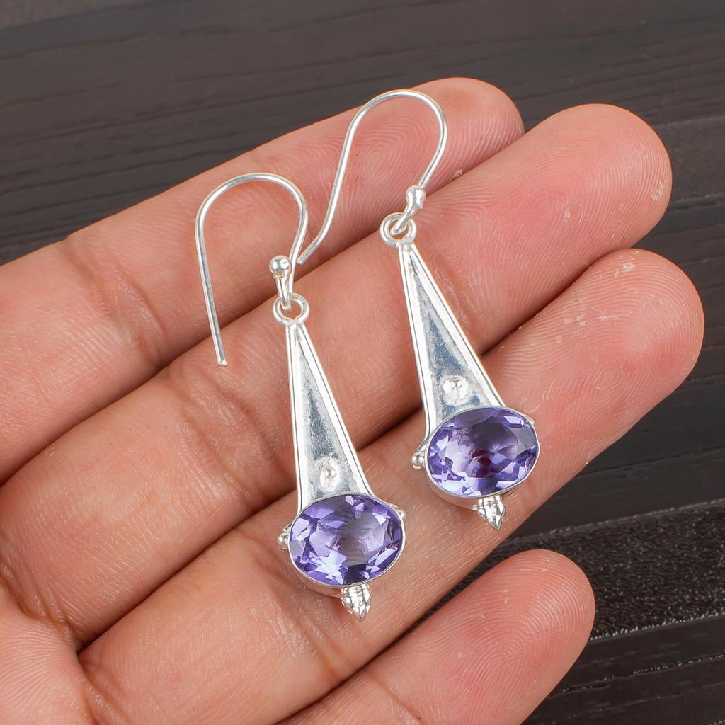 Iolite Gemstone 925 Sterling Silver Jewelry Handmade Drop/Dangle Earrings 1.80" EE-50-2
