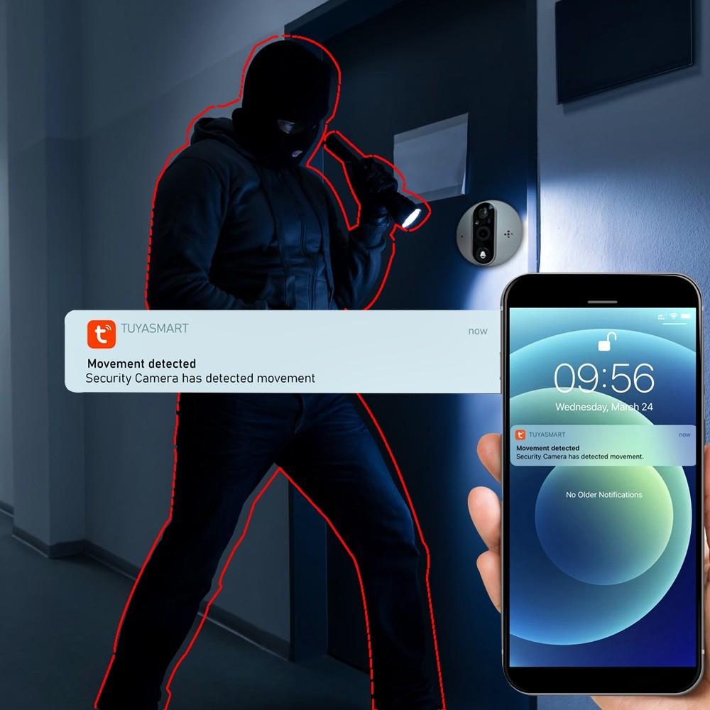 Sonerie electrică inteligentă WiFi pentru casă, vizor cu ecran LCD de 4,3 inch, vedere nocturnă, ochi de ușă 1080P HD, monitor de ușă