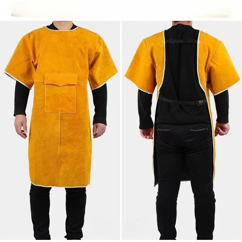 Leather Suede Electric Welding Protective Suit Anti-fire Scald Proof Flame Retardant Heat Insulation Clothing Work Apron
