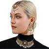 Geometric Bridal Headpiece Set With Metal Earrings And Necklace For Women