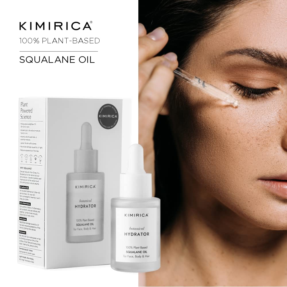 Kimirica Squalane Oil, 100% Plant-based Botanical Hydrator for Face, Body and Hair, 30 Ml