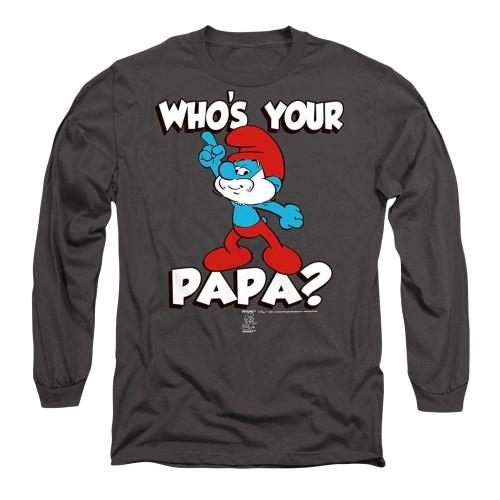 The Smurfs Unisex Adult WhoÂ´S Your Papa Smurf Long-Sleeved T-Shirt