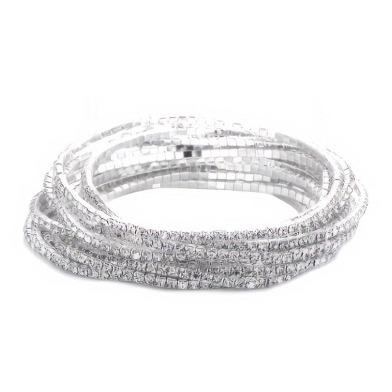 12pcs Elegant Rhinestones Stretch Bracelets Wedding Party Supplies Wrist Accessories Decoration for Ladies Women 1