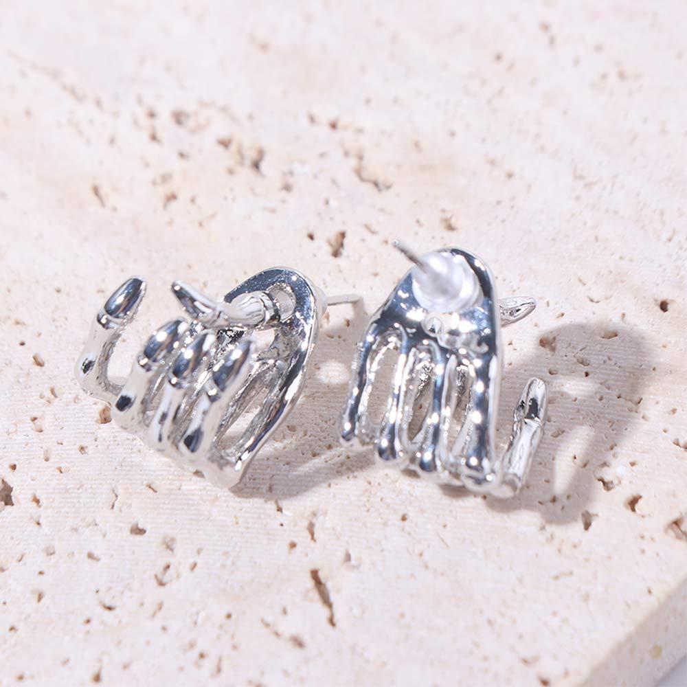 Gothic Skeleton Hand Stud Earrings Punk Halloween Skull Ear Studs Skeleton Earrings Studs Gift