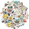 35pcs-100pcs Cartoon Retro Decals Playful Music Vintage Stickers Stationery Stickers For Guitar Suitcase Laptop