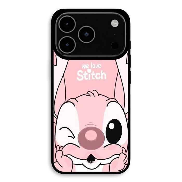 Hülle Für iPhone 18 Pro Max Stitch Engel süß Hintergrund rosa Maniacase schwarz