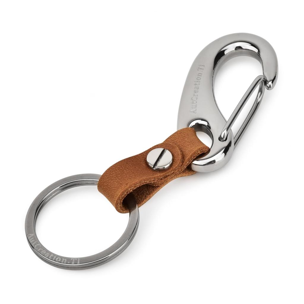 Titanium Carabiner Key Silver [AutCreation] Keychain, Ring, Lightweight, (Silver)