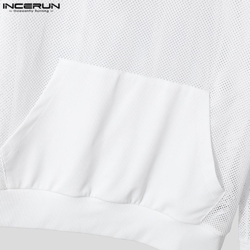 INCERUN Herren Langarm Aushöhlen Lose Kapuzen Sweatshirts Tops