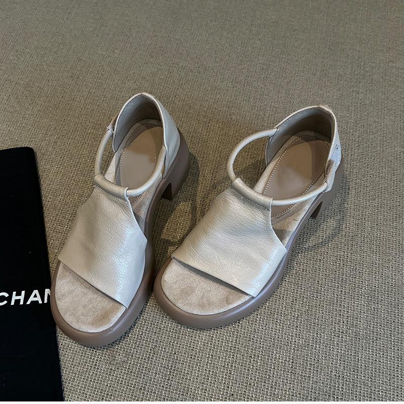 Retro platform high-heeled open-toed sandals women's summer new comfortable soft-soled versatile temperament commuter thick-heeled Roman shoes