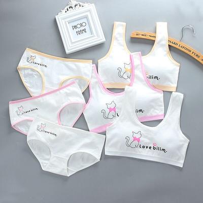 Girls Bra Cotton Underwear For Teenager Training Bra Set for Student Puberty Vest Brassiere Bras