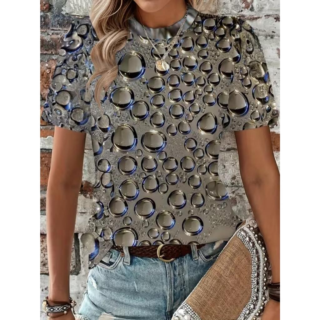 Fashion Women Colorful and Vibrant Print T Shirt Funny Casual O-neck Short Sleeves T-shirt Summer Female Tee Shirt