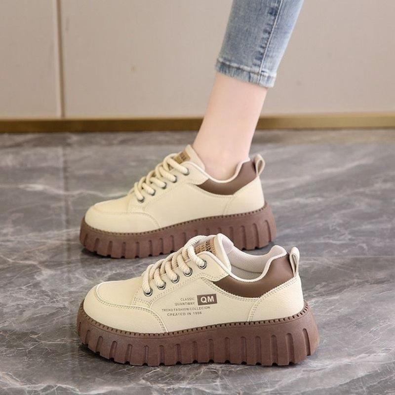 Little White Shoes Spring/Summer Women's Casual  Versatile Thick Sole Elevated Women's Shoes Student Shoes