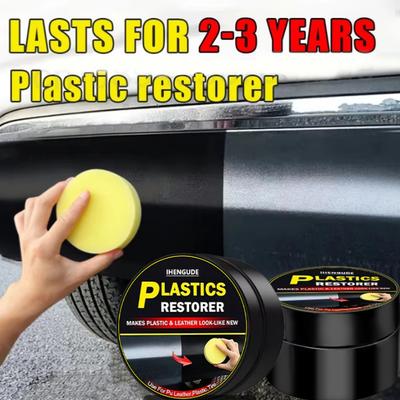 Restaureur Plastique Voiture, Redonne le Noir Brillant, Produits de Nettoyage Voiture, Réparation Plastique Cuir, Agent de Rénovation Polish et Revêtement de Réparation Voiture