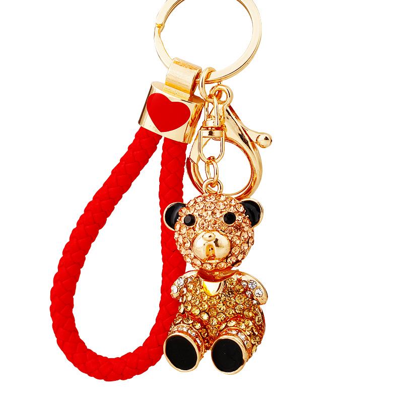 Exquisite Rhinestone Bear Keychain Pendant for Women - Cute Gift for Bag Accessory