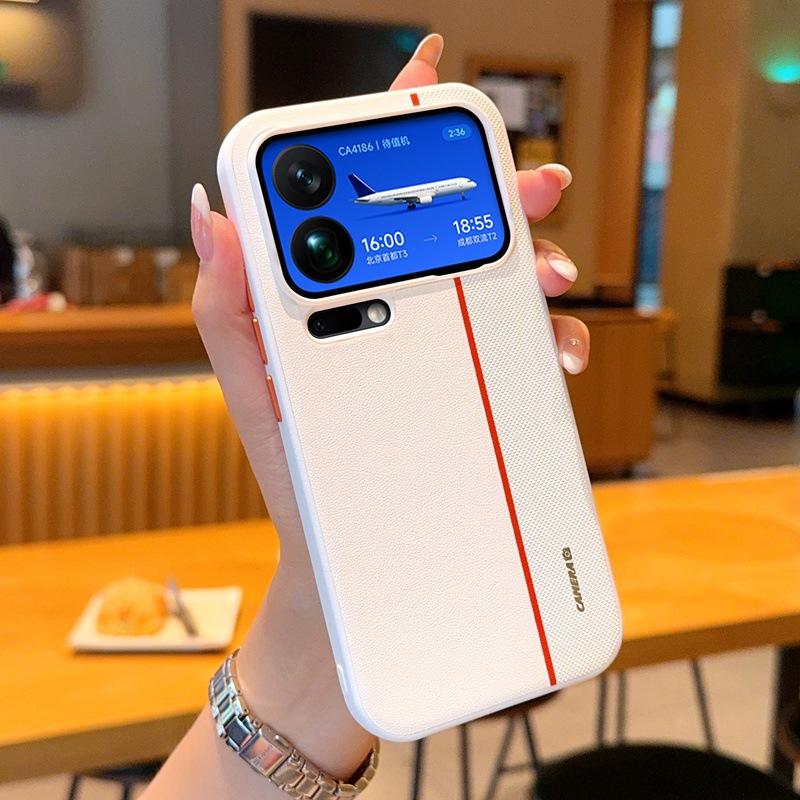 

For Xiaomi 17 Pro Max 15 Ultra 15S 14 Tri Color Splicing Leather Phone Case,for Redmi K90 Pro Max K80 Metal Lens Ring Back Cover For Xiaomi14 білий