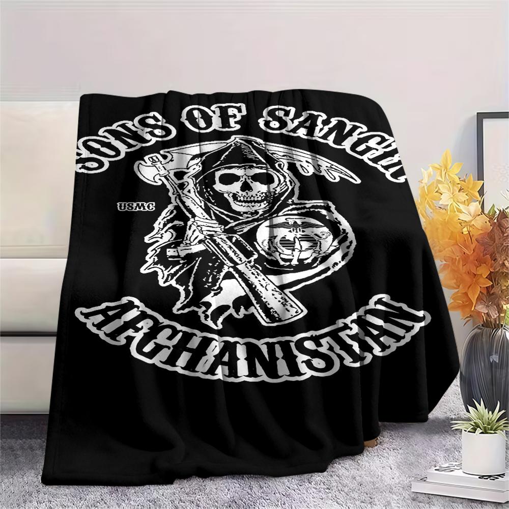 Death and Viking Warriors Print Flannel Blanket,High quality Comfortable for All Seasons,Home Decor,Warmth and Comfort,Perfect for Christmas Gifts
