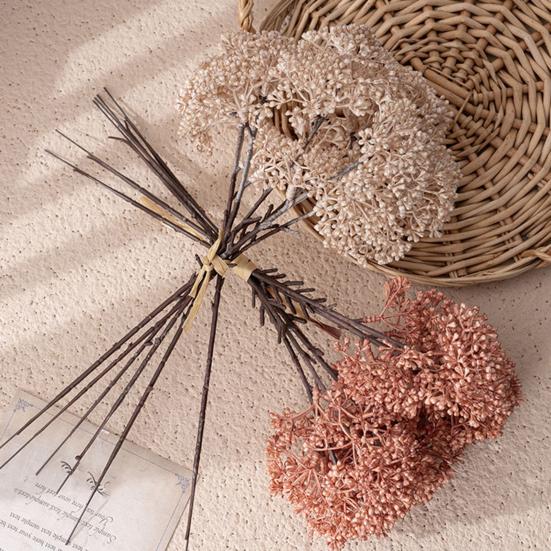 6 Bundles Artificial Aglaia Odorata Branch Realistic Fake Fruits Berries Stem for Home Office Indoor Flower Arrangement Wedding Party Centerpiece
