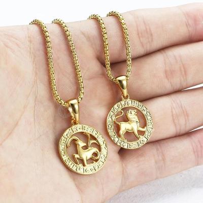 Stereoscopic 12 Constellation Pendant Classic Fashion Unisex Necklace, Pendant with Card, Gift for Friends,