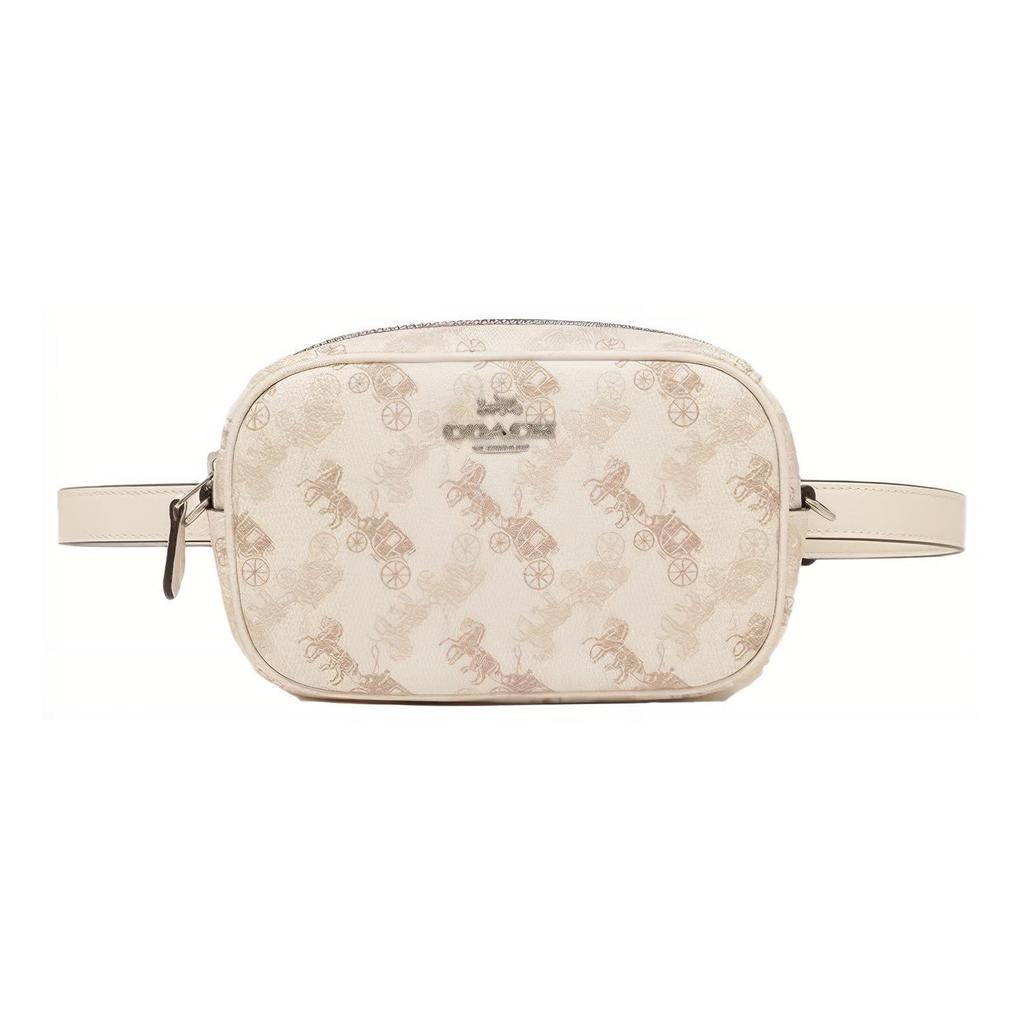 New COACH Leather One Shoulder Crossbody Camera Bag Fanny Pack Trumpets Women's White 78603-SVQB9