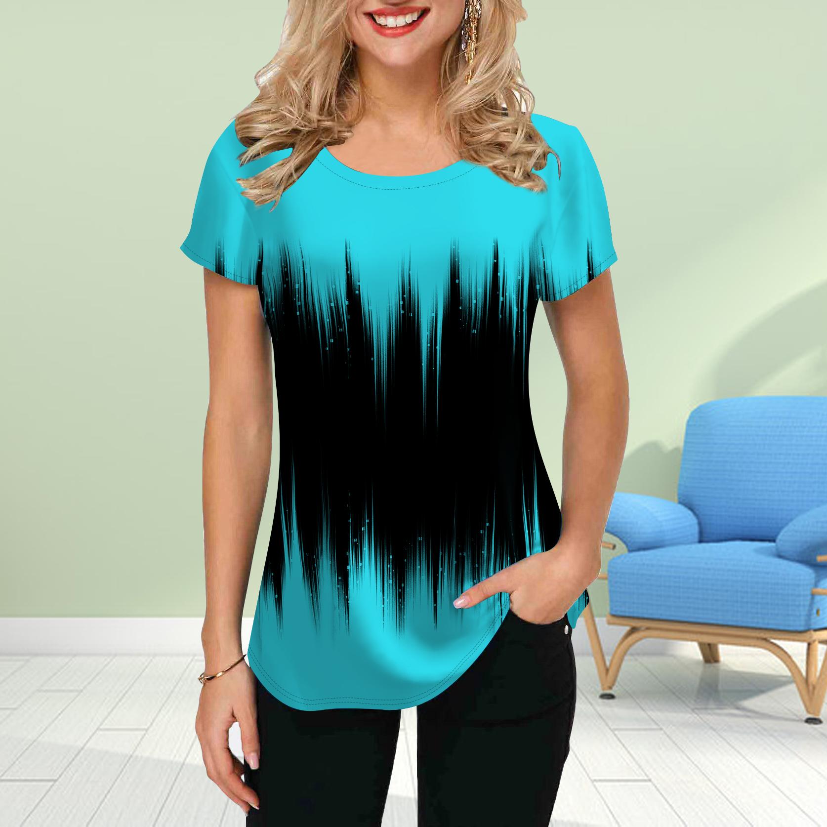 

Модная женская футболка с принтом Peak, забавная повседневная футболка с круглым вырезом и короткими рукавами, летняя женская футболка XL синий