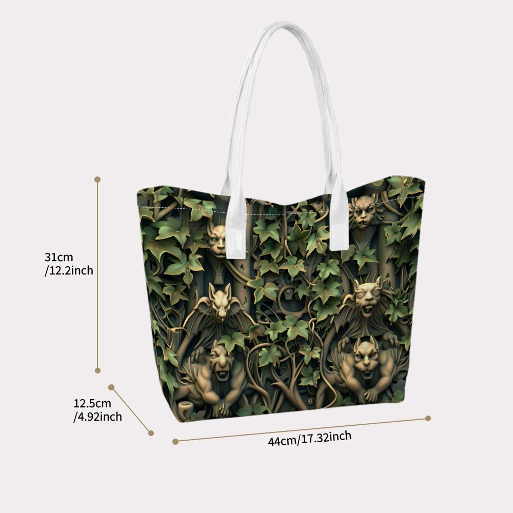 Gothic Gargoyle Ivy Printed Fashion Tote Bag Casual Daily Shoulder Bag For Outdoor Shopping Travel Carryall