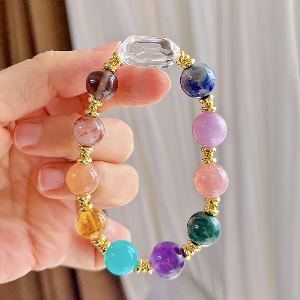Vintage Natural White Crystal Lapis Lazuli Purple Lithium Huitianhe Stone Malachite Design Sense Duobao Bracelet Hand