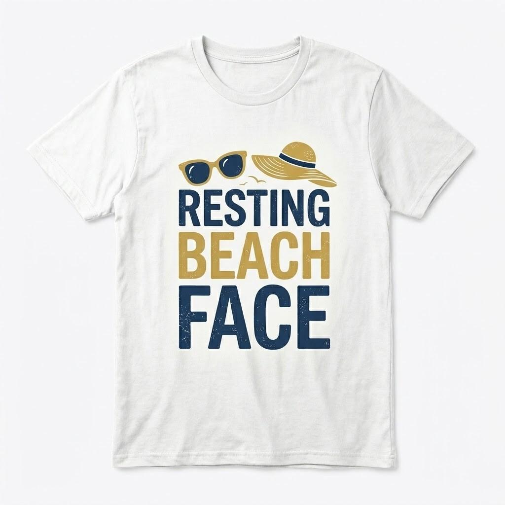 Resting Beach Face Shirt Funny Summer Vacation T-Shirt Beach Lover Gift Tee XXL