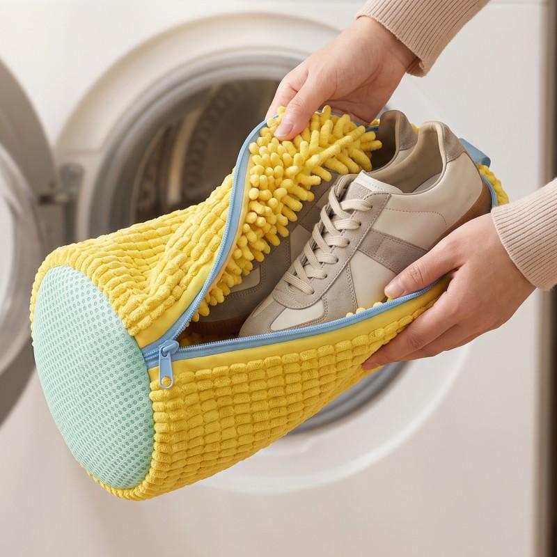 Washing Machine Shoe Bag Sneakers Protection Reusable Mesh Laundry Heavy Duty With Brush Insert