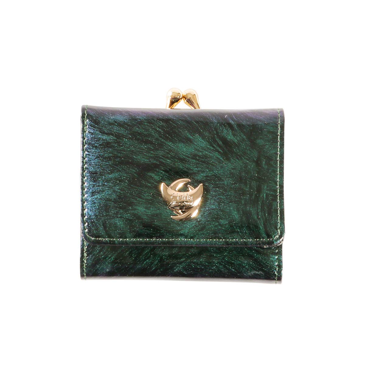 

Folding Horsehair Trifold Mini Small Cambiare Series Made of special fabric that changes color depending on the [Cleria] Women s Wallet, Enamel, зелений