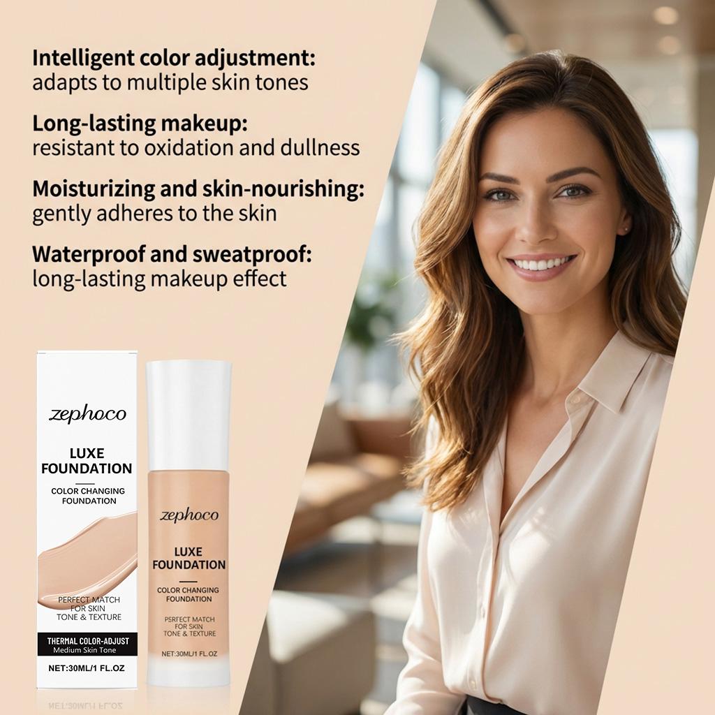 Zephoco Medium-skin Tone Warm Liquid Foundation Is Soft and Light, Fits the Skin, and Is Portable To Create a Natural Daily Base Makeup 30ml