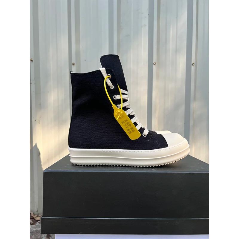 Codzienny Wysoka Jakość Czarny Projektant Męskie Skórzane Buty Ro Pentagram Gruba Podeszwa Zamek Płaskie Płócienne Luksusowe Damskie Botki Trampki