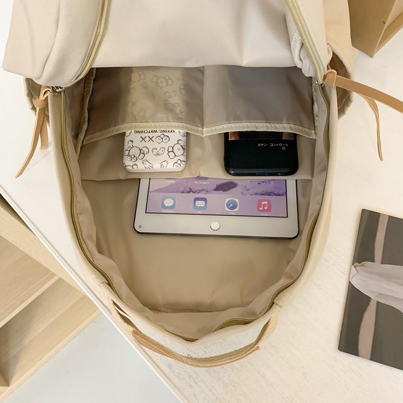 New Simple Solid Color Backpack Student Backpack