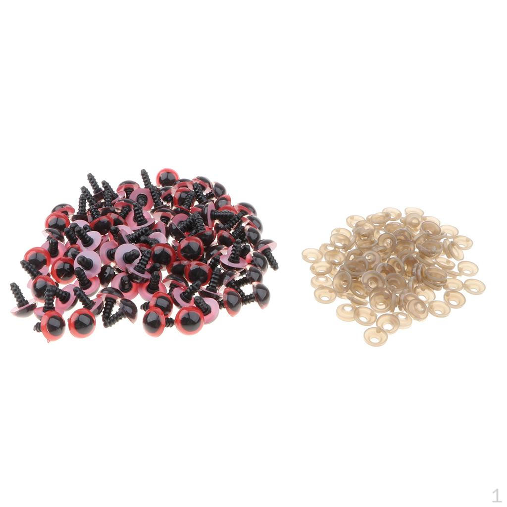 100 Pieces 8-14mm Safety Eyes With Washers For Teddy Bear Animal Dolls Making