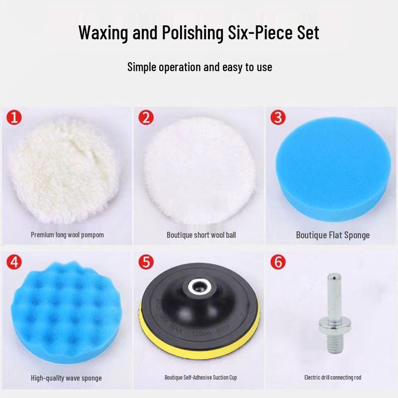 

6-Piece Cross-Border Car Polishing & Waxing Sponge Pad Set (3-7 inch, Self-Adhesive, Blue Flat & Wave Design) 3-inch 6-piece set