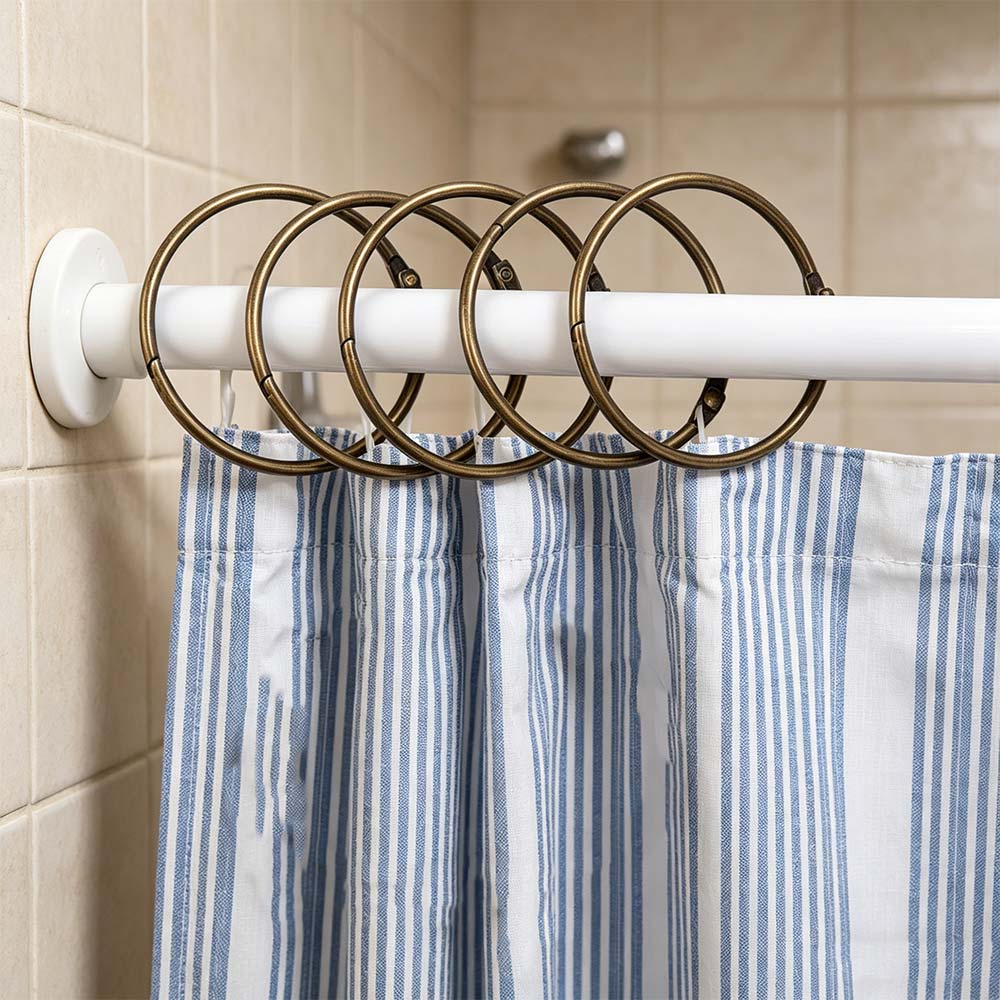 12PCS Rust Proof Shower Curtain Hooks Circular Strong Load-bearing Curtain Rings Anti-Drop Hanging Rings Bathroom Accessories