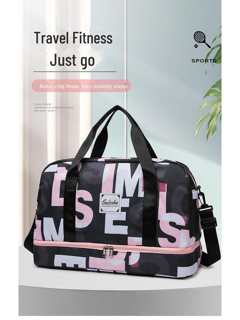 Korean Women's Expandable Travel Bag: Large Capacity, Dry/Wet Separation, Yoga Training