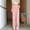 Women's High-Waist Wide-Leg White Pants - Spring 2026 Casual Drape with Double Button Design