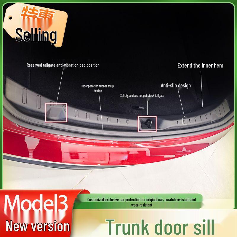 Tesla Model 3 Rear Trunk Protector Plate - Updated Threshold Strip Interior Accessory