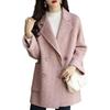 Women Winter Overcoat Woolen Coat Double Breasted Mid Length Formal Business Jacket Turn Down Collar OL Commuting Solid Color Thick Outerwear