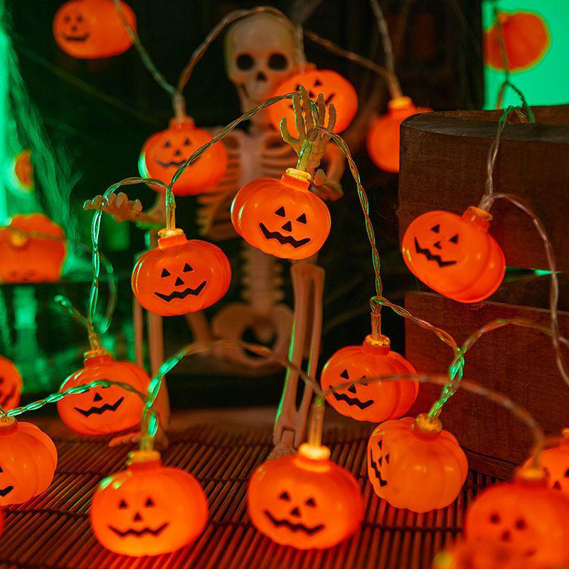 LED Pumpkin Lantern Halloween String Lights - Indoor Decorative Colored Lights for a Spooky Atmosphere