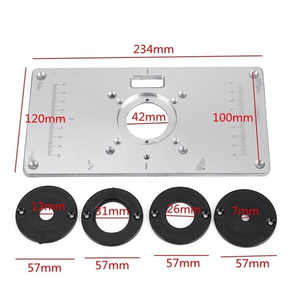 Aluminum Alloy Router Table Insert Plate with 4 Rings Screws For Woodworking Benches
