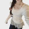Ballet-Inspired Lace Halter Sweater for Women - Autumn/Winter Korean Style