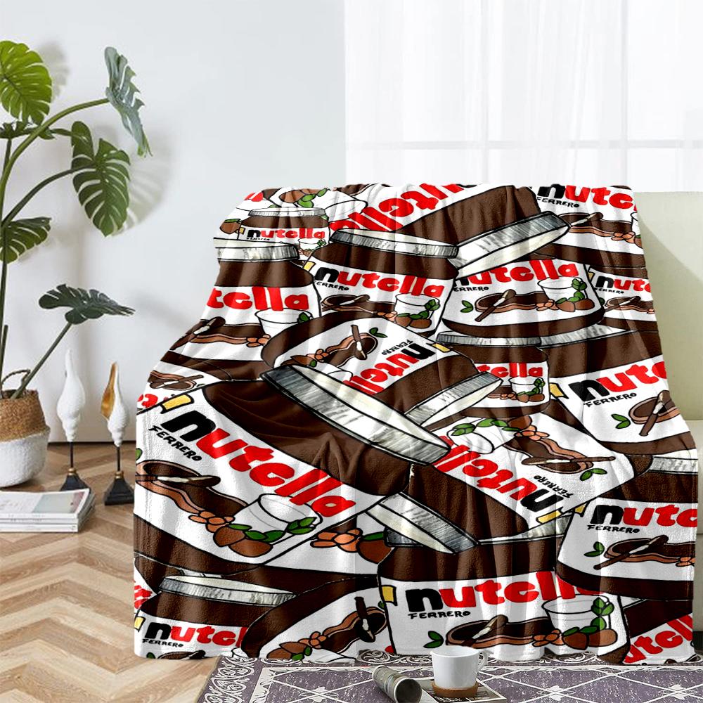 Coperta stampata a tema Nutella - Perfetta per divano, letto, viaggi e uso all'aperto | Lavabile in lavatrice, accogliente e resistente.