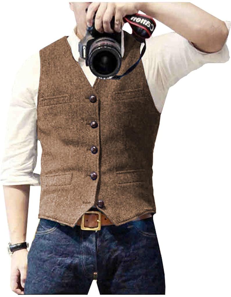 Men's Herringbone Business Casual Vest - British Style Hot Seller